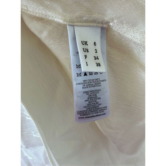 Victoria Beckham Women’s Cream Long Sleeve Pullover Shirt Size 2 - Picture 4 of 6